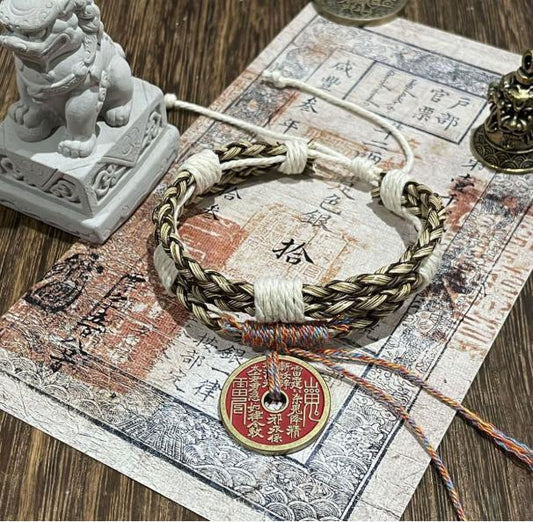 Mountain Ghost - Fire Attribute Bracelet on a decorative background with Chinese elements.